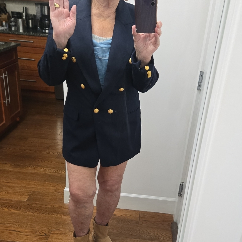 Banana Republic Dark Blue Blazer with Gold Accents// Its Stunning!